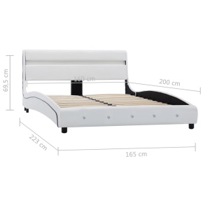 Cadru de pat cu LED, alb, 160 x 200 cm, piele artificială - Img 9