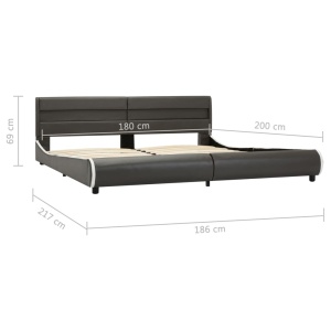 Cadru de pat cu LED, antracit, 180 x 200 cm, piele ecologică - Img 9