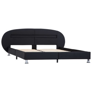 Cadru de pat cu LED, negru, 180 x 200 cm, piele ecologică - Img 3