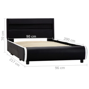 Cadru de pat cu LED, negru, 90 x 200 cm, piele ecologică - Img 10