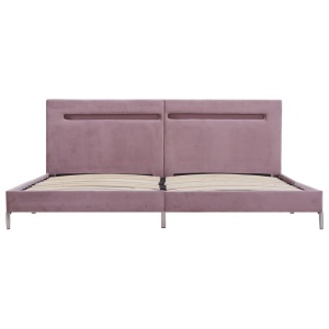 Cadru de pat cu LED-uri, roz, 180 x 200 cm, material textil - Img 4