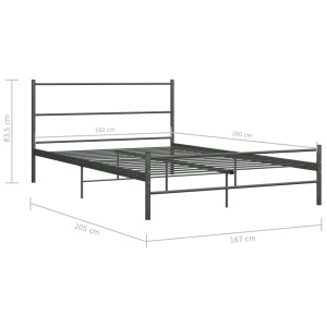 Cadru de pat, gri, 160 x 200 cm, metal - Img 6