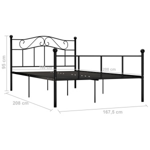 Cadru de pat, negru, 160 x 200 cm, metal - Img 5