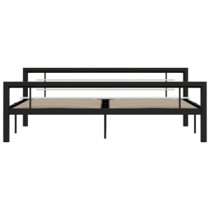 Cadru de pat, negru și alb, 180 x 200 cm, metal - Img 3