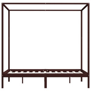 Cadru pat cu baldachin, maro inchis, 120x200 cm, lemn masiv pin - Img 3