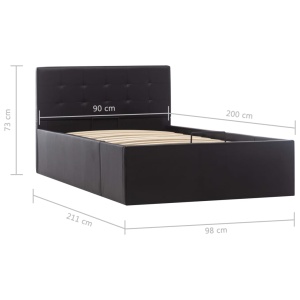Cadru pat hidraulic cu ladă negru 90 x 200 cm piele ecologică - Img 9