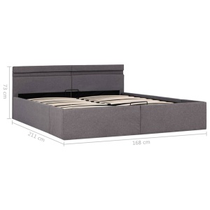 Cadru pat hidraulic cu ladă și LED gri taupe 160x200 cm textil - Img 10