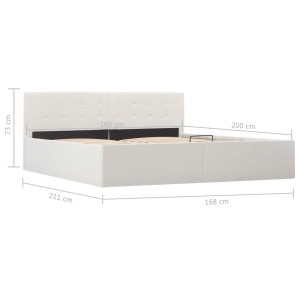 Cadru pat hidraulic, depozitare, alb, 160 x 200 cm, piele eco - Img 9