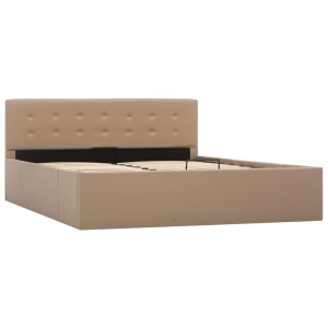 Cadru pat hidraulic, depozitare cappuccino 140x200 cm piele eco - Img 3