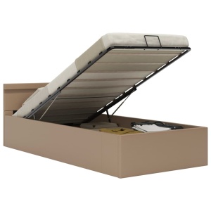 Cadru pat hidraulic LED cappuccino 90x200 cm piele ecologică - Img 2