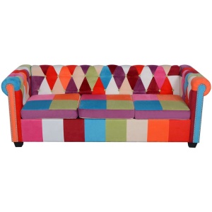 Canapea Chesterfield textilă cu 3 locuri - Img 3