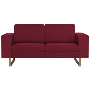 Canapea cu 2 locuri, roșu vin, material textil - Img 4