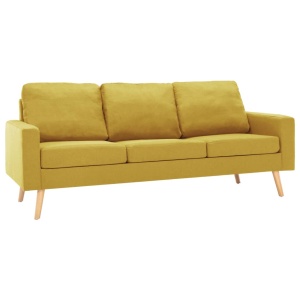 Canapea cu 3 locuri, galben, material textil - Img 2