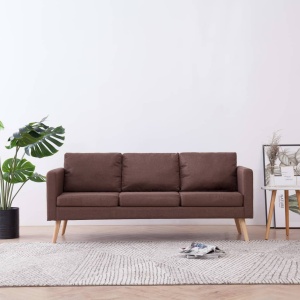 Canapea cu 3 locuri, maro, material textil