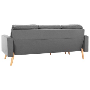 Canapea cu 3 locuri și taburet, gri deschis, material textil - Img 7