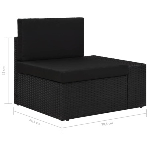Canapea de colț modulară cu cotieră stânga, negru, poliratan - Img 6