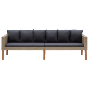 Canapea de grădină cu 3 locuri, cu perne, bej, poliratan - Img 2