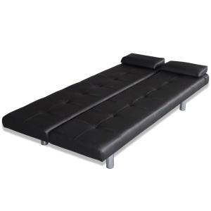 Canapea extensibilă 2 perne, piele artificială, reglabilă negru - Img 5