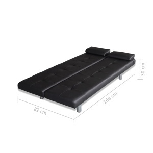 Canapea extensibilă 2 perne, piele artificială, reglabilă negru - Img 9