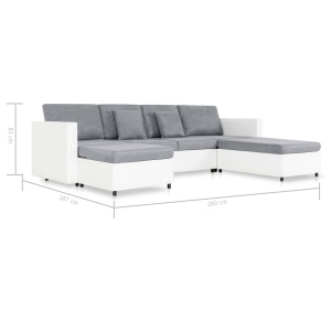 Canapea extensibilă cu 4 locuri, alb, piele ecologică - Img 7
