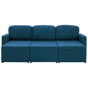 Canapea extensibilă modulară cu 3 locuri, albastru, textil - Img 5