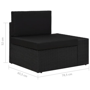 Canapea modulară cu 3 locuri, negru, poliratan - Img 7