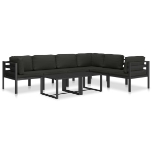 Canapea modulară de mijloc cu perne, antracit, aluminiu - Img 6