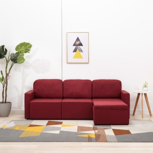 Canapea modulară extensibilă cu 3 locuri, roșu vin, textil