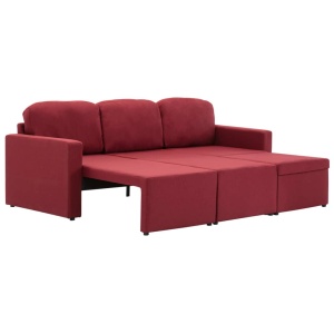 Canapea modulară extensibilă cu 3 locuri, roșu vin, textil - Img 4