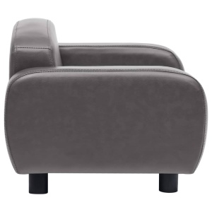 Canapea pentru câini, gri, 80 x 50 x 40 cm, piele ecologică - Img 8