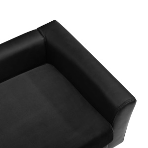 Canapea pentru câini, negru, 60x43x30 cm pluș & piele ecologică - Img 6