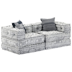 Canapea puf modulară cu 2 locuri, gri deschis, material textil - Img 10