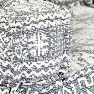 Canapea puf modulară cu 3 locuri, gri deschis, material textil - Img 2