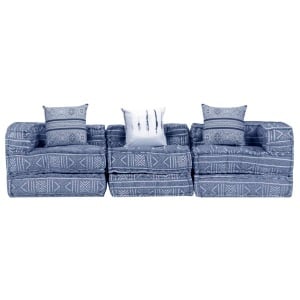 Canapea puf modulară cu 3 locuri, indigo, material textil - Img 4