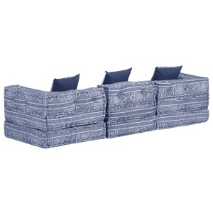 Canapea puf modulară cu 3 locuri, indigo, material textil - Img 8