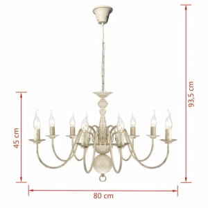 Candelabru alb de metal in stil antic 8 x becuri E14 - Img 7