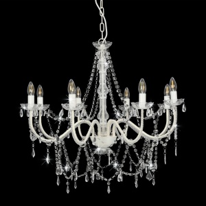 Candelabru cu mărgele, alb, 8 becuri E14 - Img 3