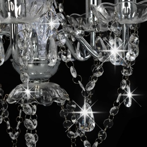 Candelabru cu mărgele de cristal, argintiu, rotund, 5 x E14 - Img 5