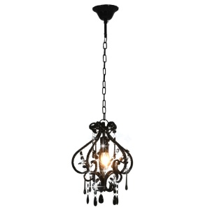 Candelabru cu mărgele, negru, rotund, E14 - Img 3