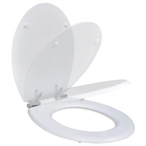 Capac WC cu inchidere silențioasă alb MDF design simplu - Img 2
