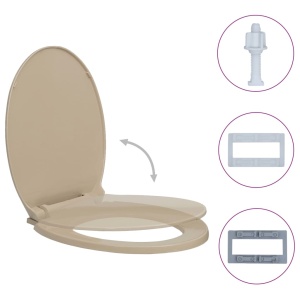 Capac WC cu inchidere silențioasă, bej, oval - Img 2