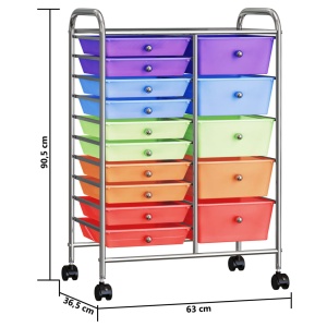 Cărucior depozitare mobil cu 15 sertare XXL multicolor plastic - Img 11