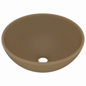 Chiuvetă baie lux, crem mat, 32,5x14 cm, ceramică, rotund - Img 2