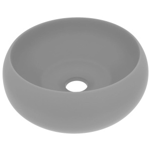 Chiuvetă baie lux gri deschis mat 40x15 cm ceramică rotund - Img 2