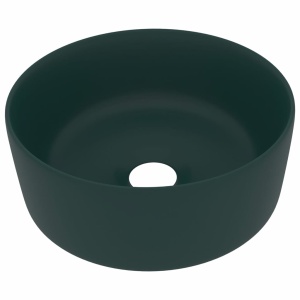 Chiuvetă baie lux verde inchis mat 40x15 cm ceramică rotund - Img 2