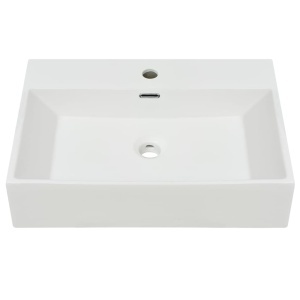 Chiuvetă cu orificiu robinet, ceramică 60,5x42,5x14,5 cm, alb - Img 3