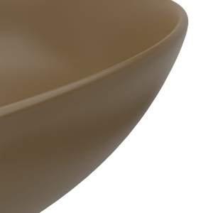 Chiuvetă de baie, crem mat, ceramică, rotund - Img 6