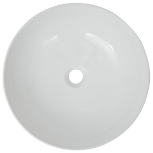 Chiuvetă de baie din ceramică, rotundă, 41,5 x 13,5 cm, alb - Img 3