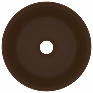 Chiuvetă de baie lux maro inchis mat 40x15 cm ceramică rotund - Img 3