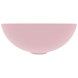 Chiuvetă de baie, roz mat, ceramică, rotund - Img 3